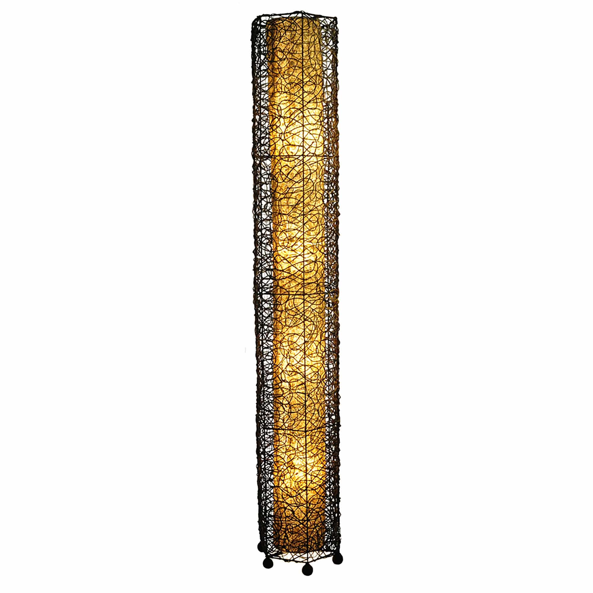 Crafted by the artisans of Eangee Home Design, the Nito Giant Floor Lamp in natural against a clean backdrop, featuring recycled paper shade, eco friendly, sustainably sourced, recycled materials.