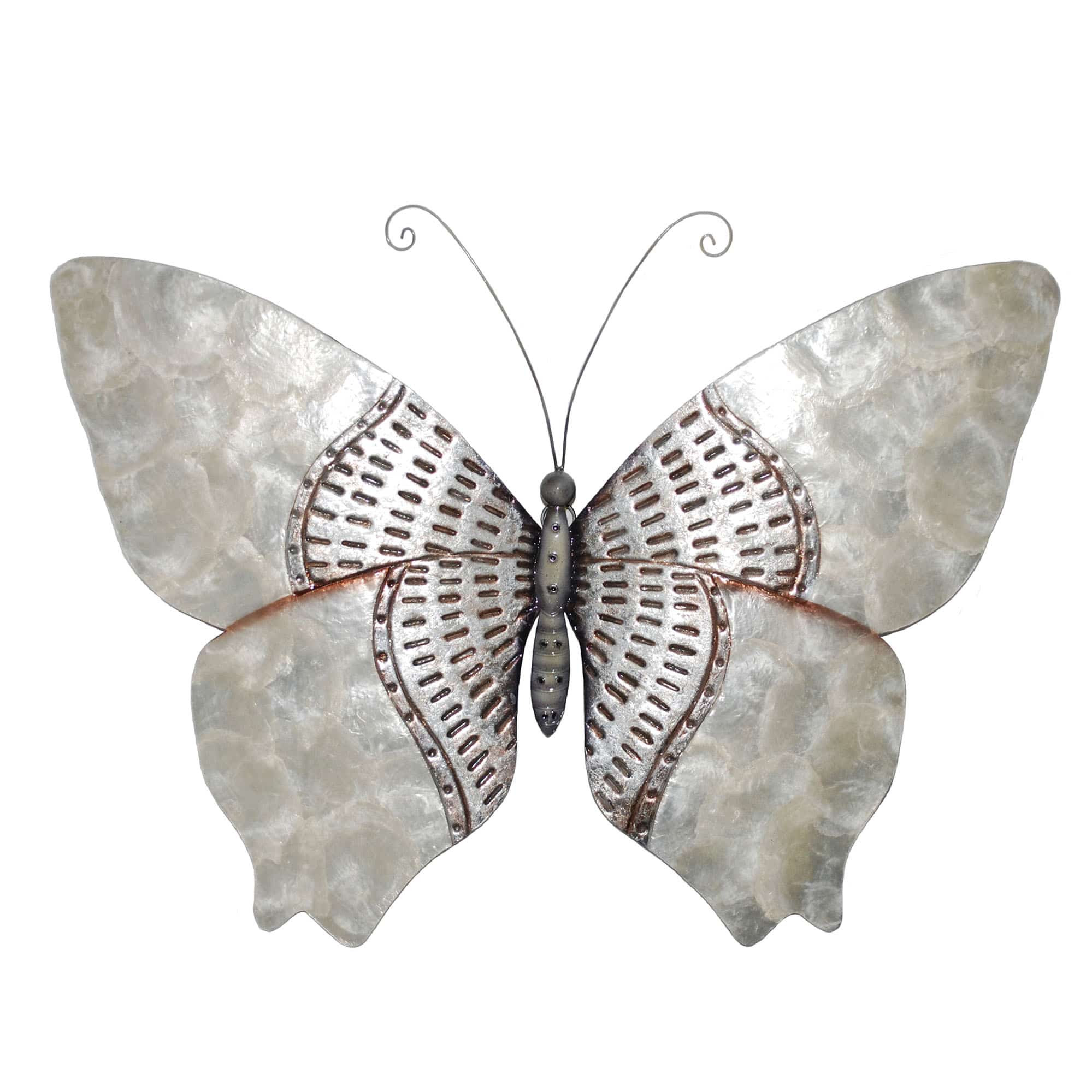 Butterfly Wall Decor Silver With Rust Dashes <br>(Item # m2005) - Image 4