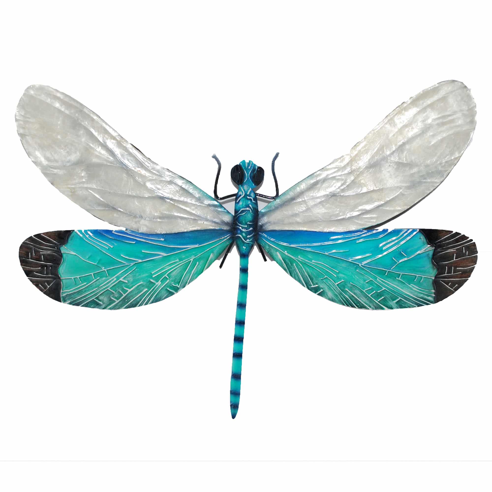 Dragonfly Wall Decor White And Aqua <br>(Item # m4015) - Image 4