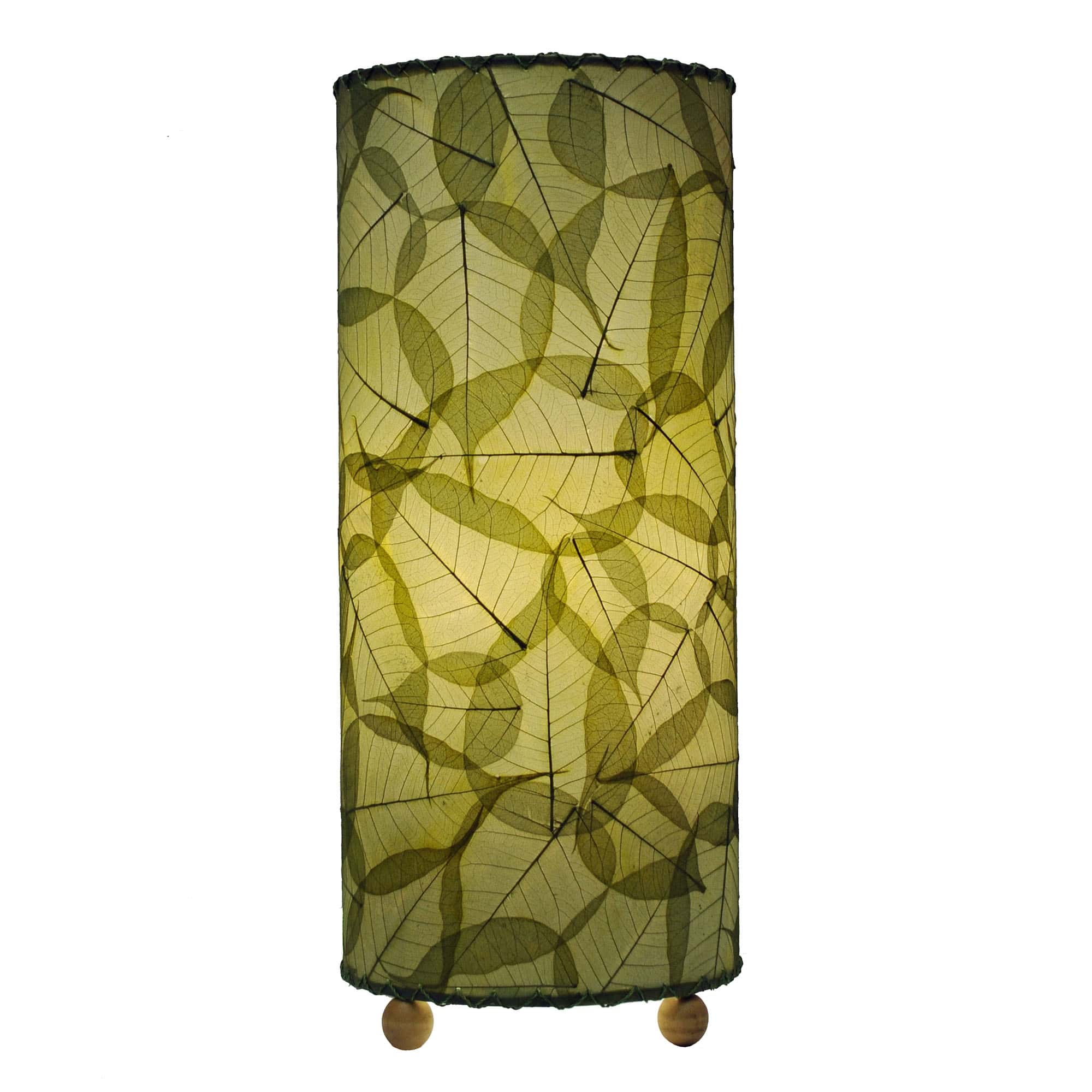 Crafted by the artisans of Eangee Home Design, the Banyan Table Lamp in green against a clean backdrop, featuring wrought iron frame, eco friendly.