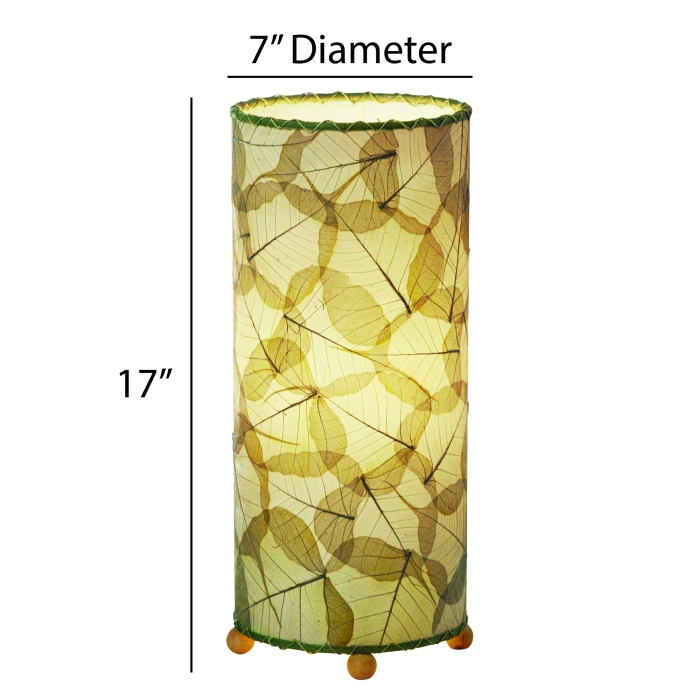 Crafted by the artisans of Eangee Home Design, the Banyan Table Lamp in green against a clean backdrop, featuring wrought iron frame, eco friendly.