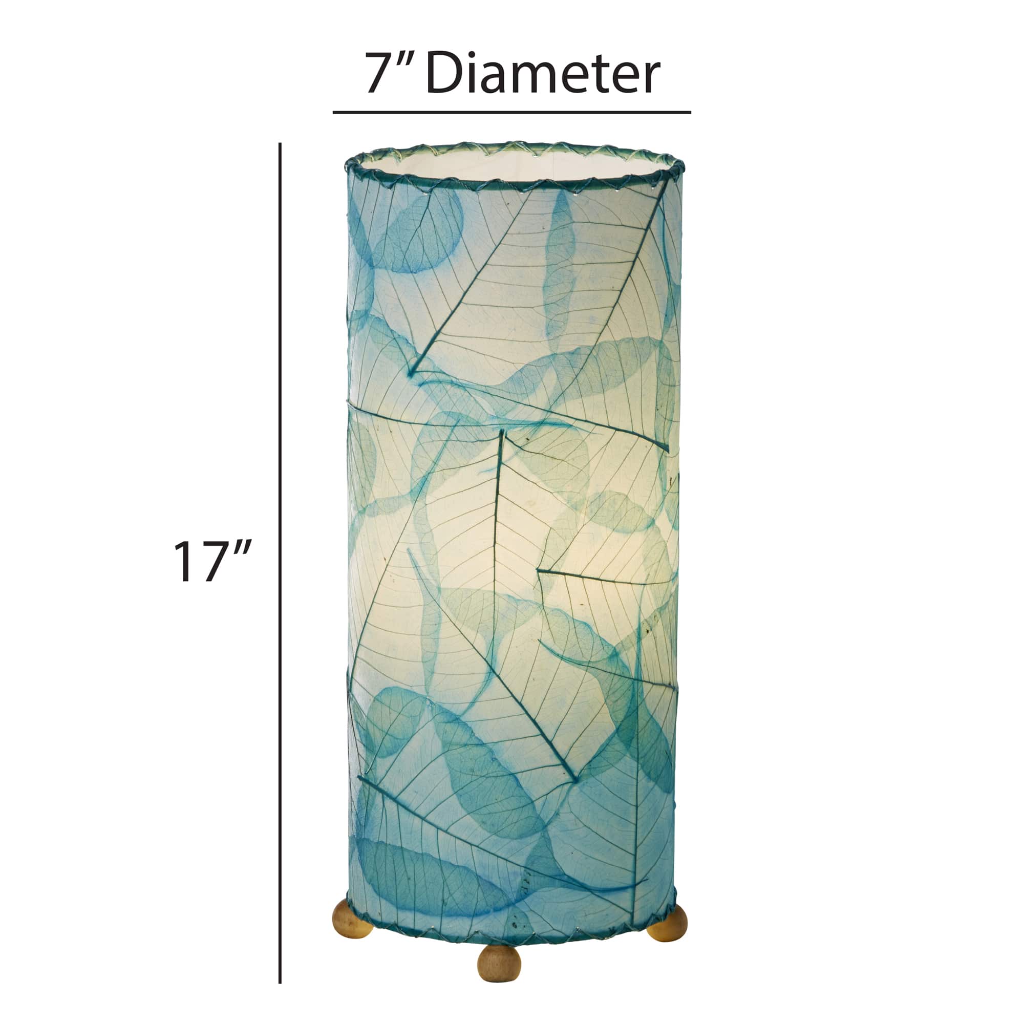 Crafted by the artisans of Eangee Home Design, the Banyan Table Lamp in sea blue against a clean backdrop, featuring wrought iron frame, eco friendly.