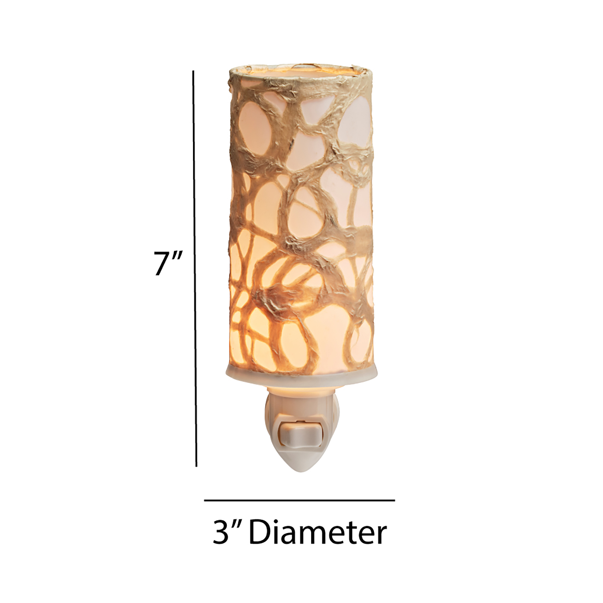 Crafted by the artisans of Eangee Home Design, the Paper Nightlight Swirl in natural against a clean backdrop, featuring recycled paper shade, sustainably sourced, handcrafted, recycled materials.