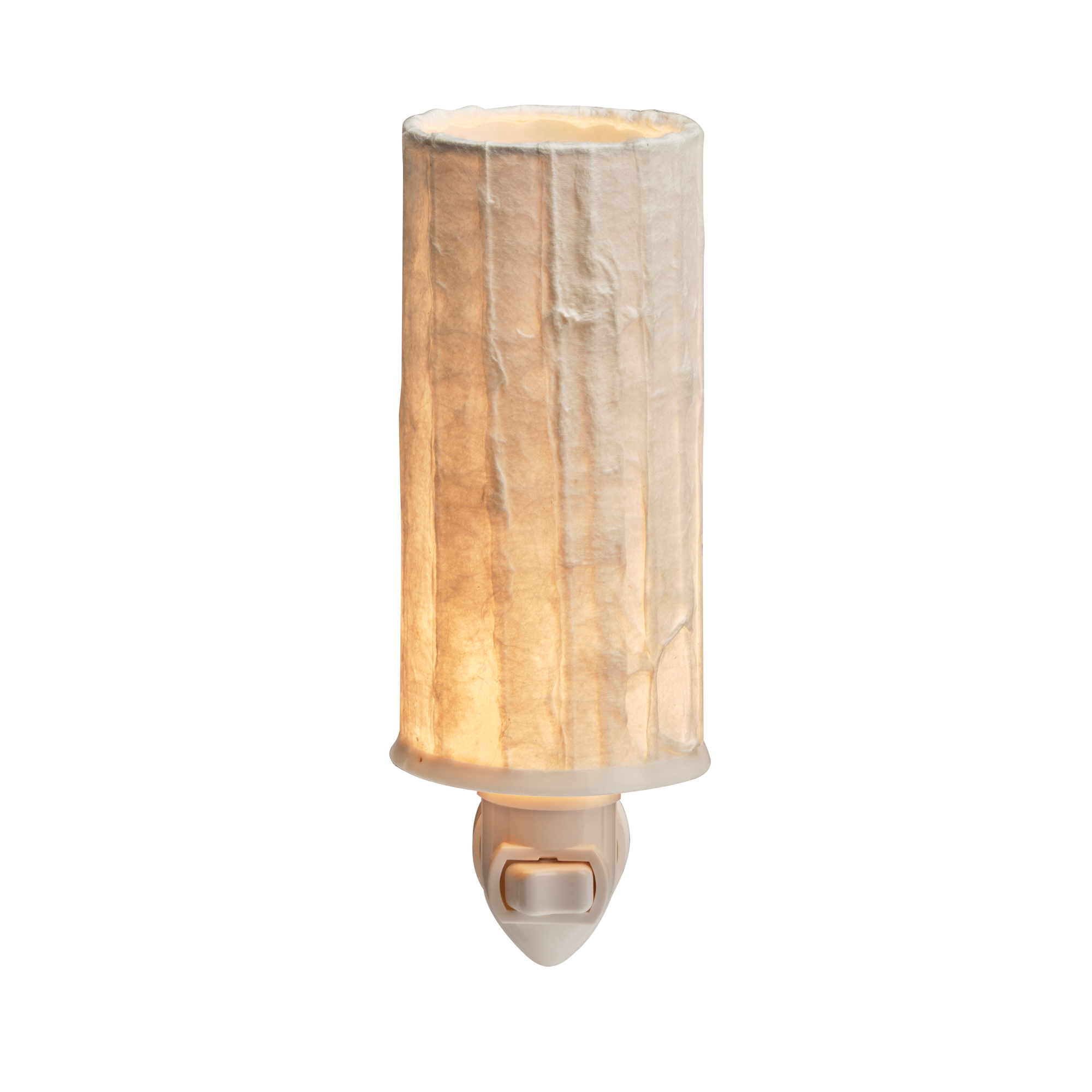 Crafted by the artisans of Eangee Home Design, the Paper Nightlight Lines in natural against a clean backdrop, featuring recycled paper shade, sustainably sourced, handcrafted, recycled materials.