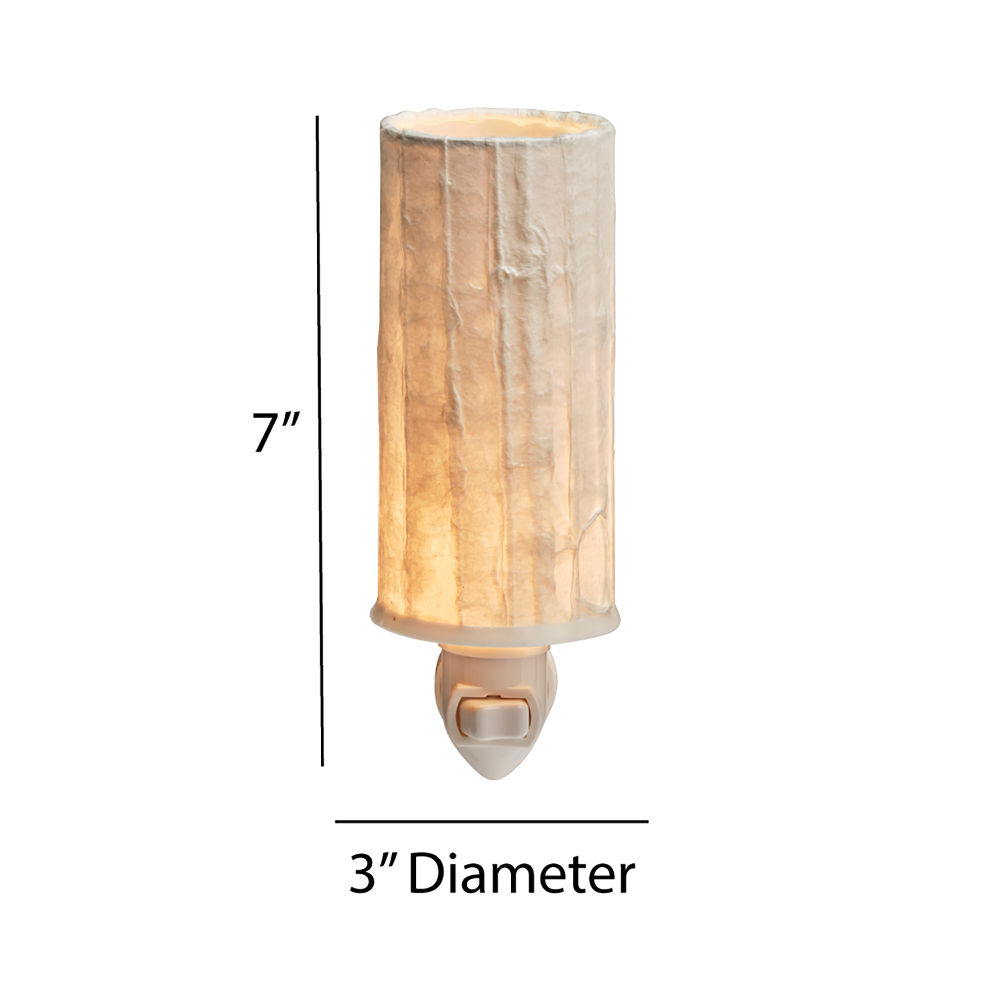 Crafted by the artisans of Eangee Home Design, the Paper Nightlight Lines in natural against a clean backdrop, featuring recycled paper shade, sustainably sourced, handcrafted, recycled materials.