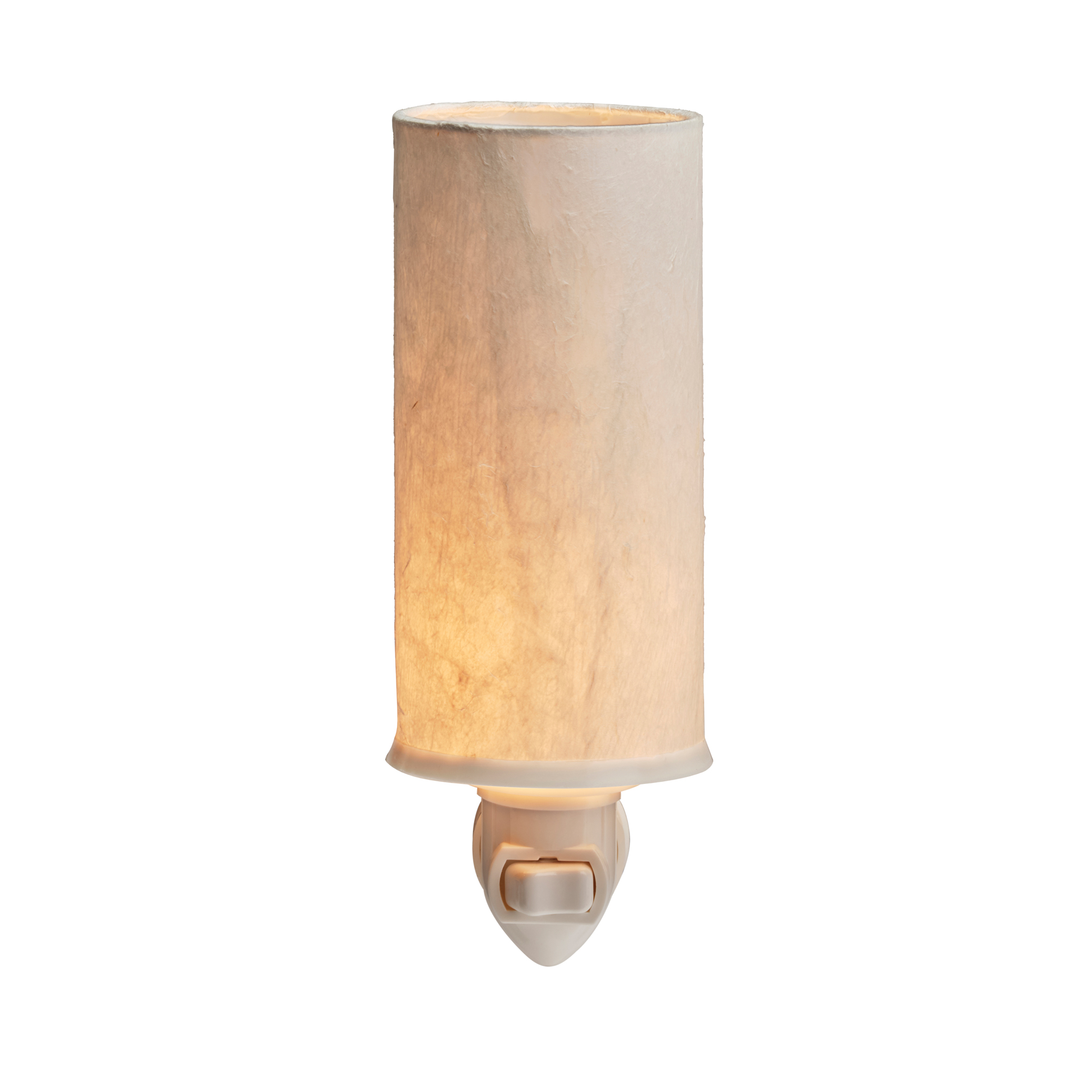 Crafted by the artisans of Eangee Home Design, the Paper Nightlight Glacier in natural against a clean backdrop, featuring recycled paper shade, sustainably sourced, handcrafted, recycled materials.