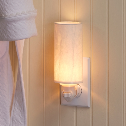 Crafted by the artisans of Eangee Home Design, the Paper Nightlight Glacier in natural against a clean backdrop, featuring recycled paper shade, sustainably sourced, handcrafted, recycled materials.