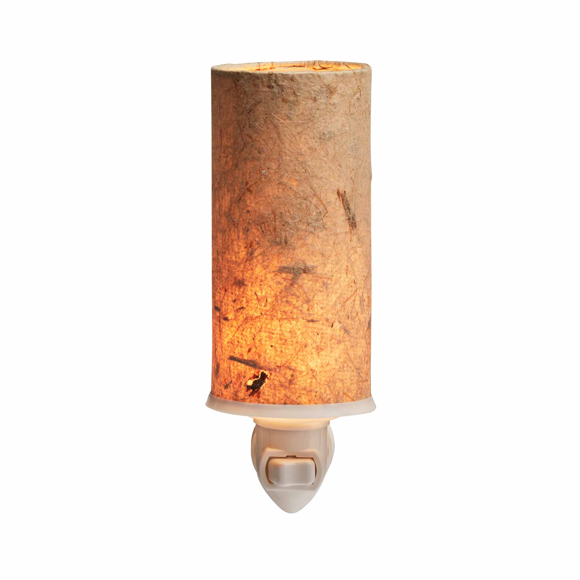 Crafted by the artisans of Eangee Home Design, the Paper Nightlight Banana in natural against a clean backdrop, featuring recycled paper shade, sustainably sourced, handcrafted, recycled materials.