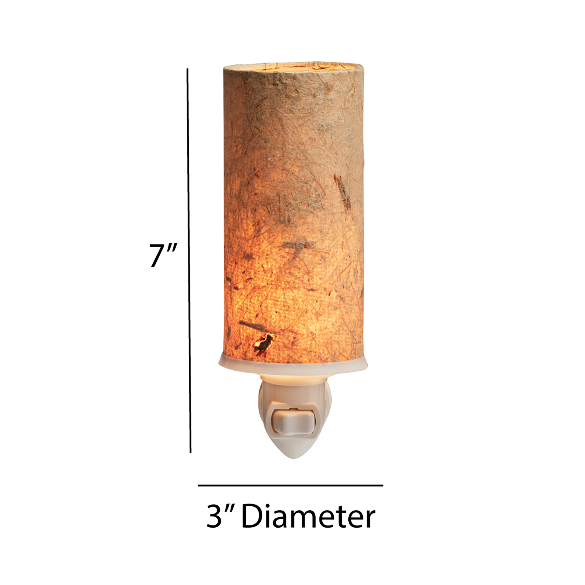 Crafted by the artisans of Eangee Home Design, the Paper Nightlight Banana in natural against a clean backdrop, featuring recycled paper shade, sustainably sourced, handcrafted, recycled materials.