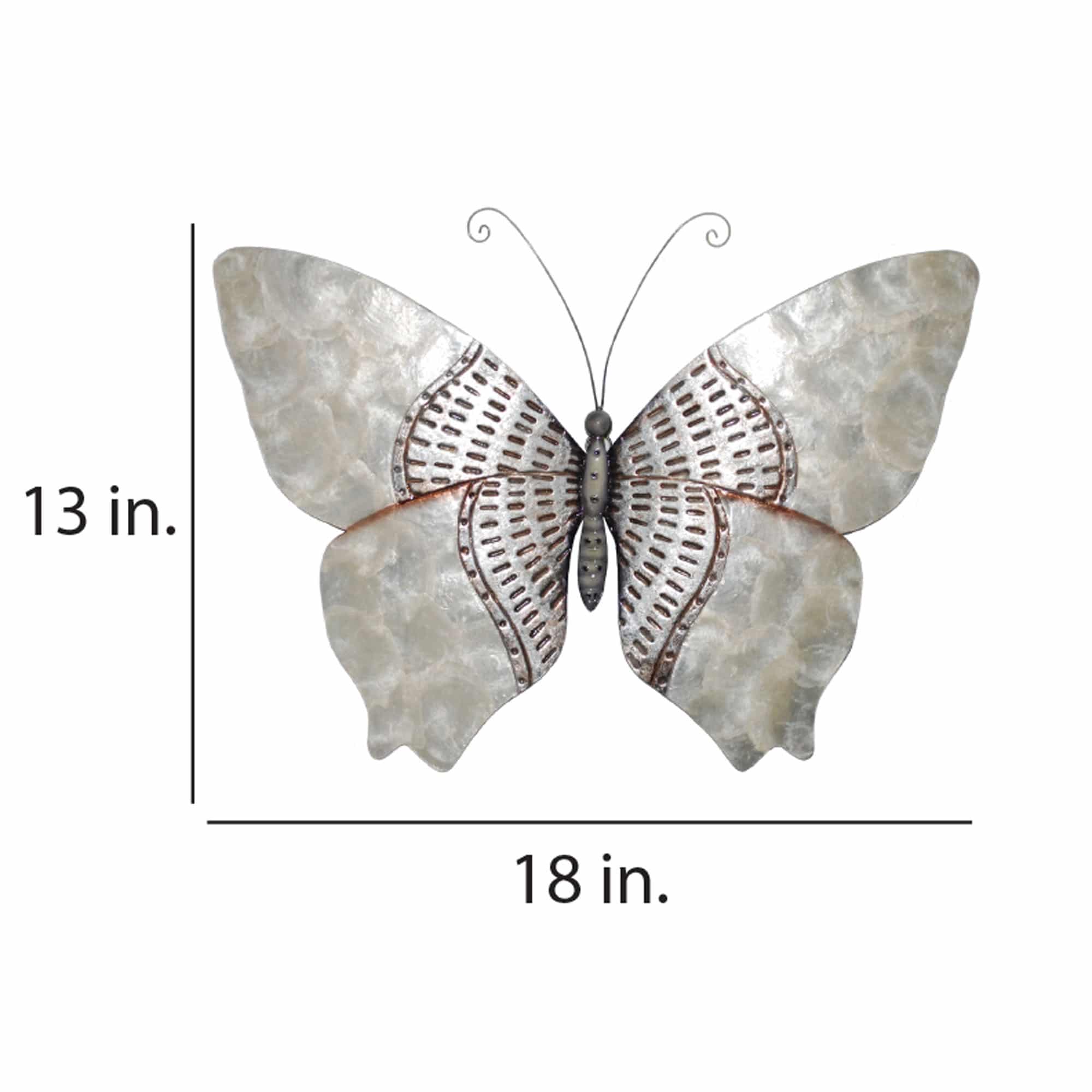 Butterfly Wall Decor Silver With Rust Dashes <br>(Item # m2005) - Image 3