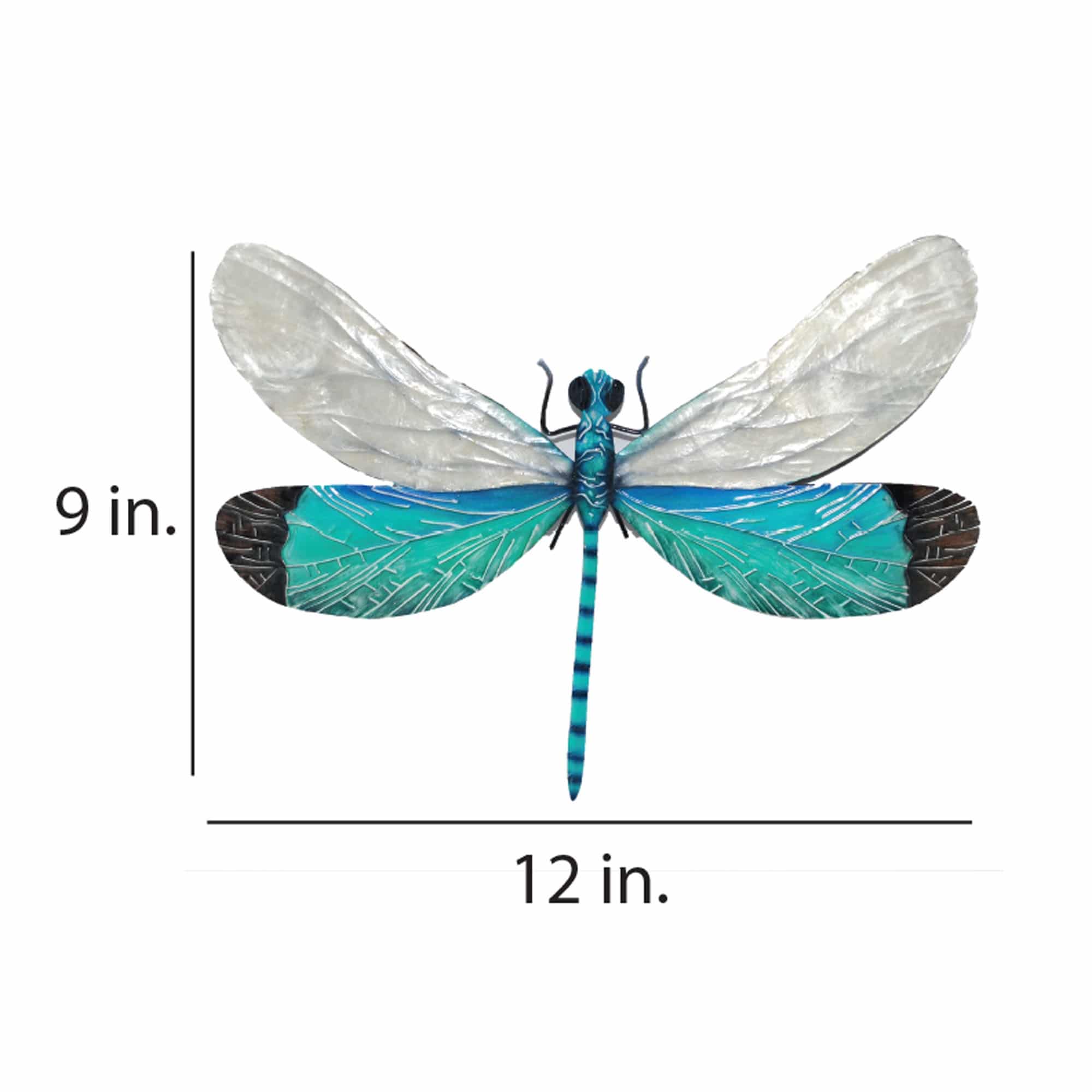 Dragonfly Wall Decor White And Aqua <br>(Item # m4015) - Image 3
