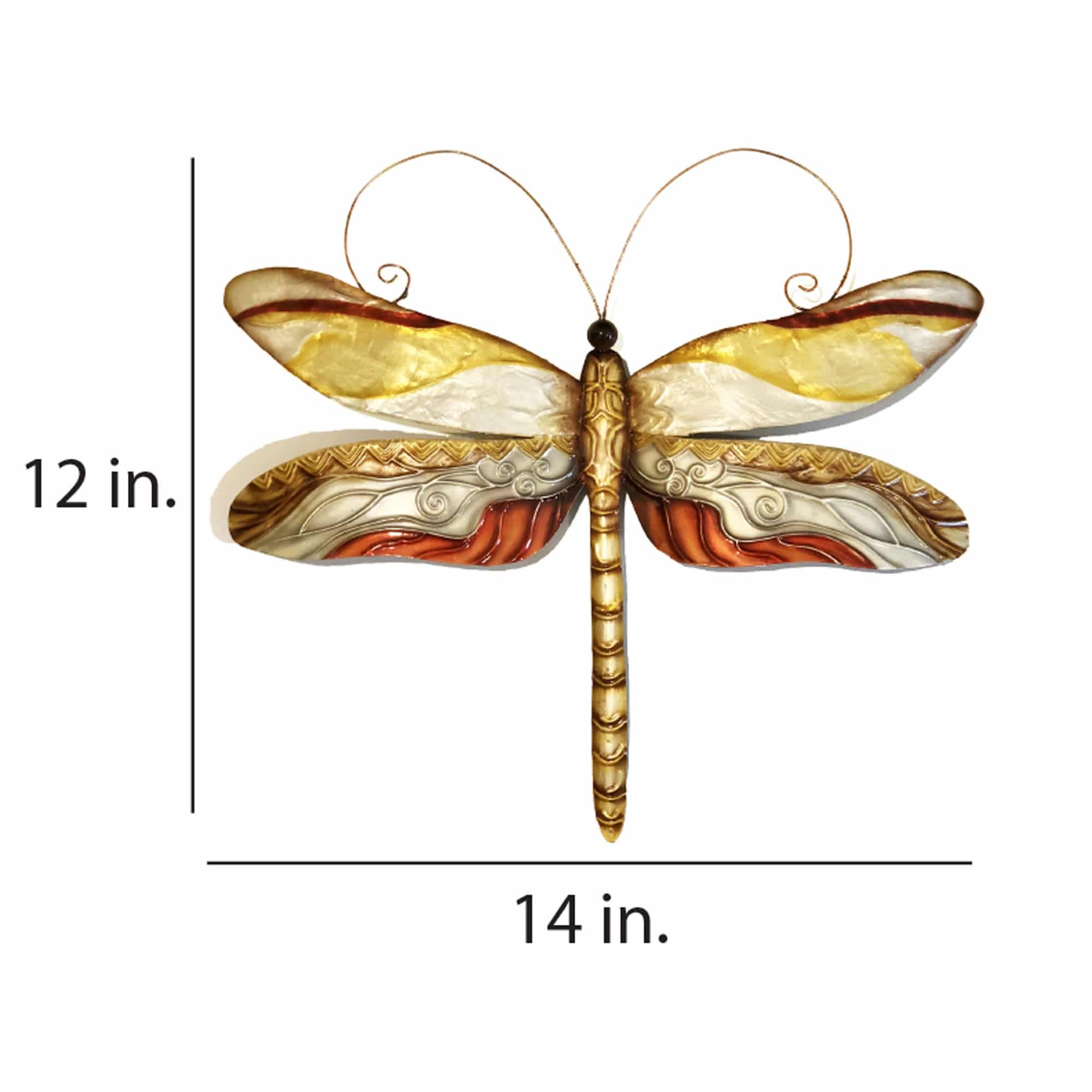 Dragonfly Wall Decor Pearl Tan And Brown <br>(Item # m4018) - Image 3