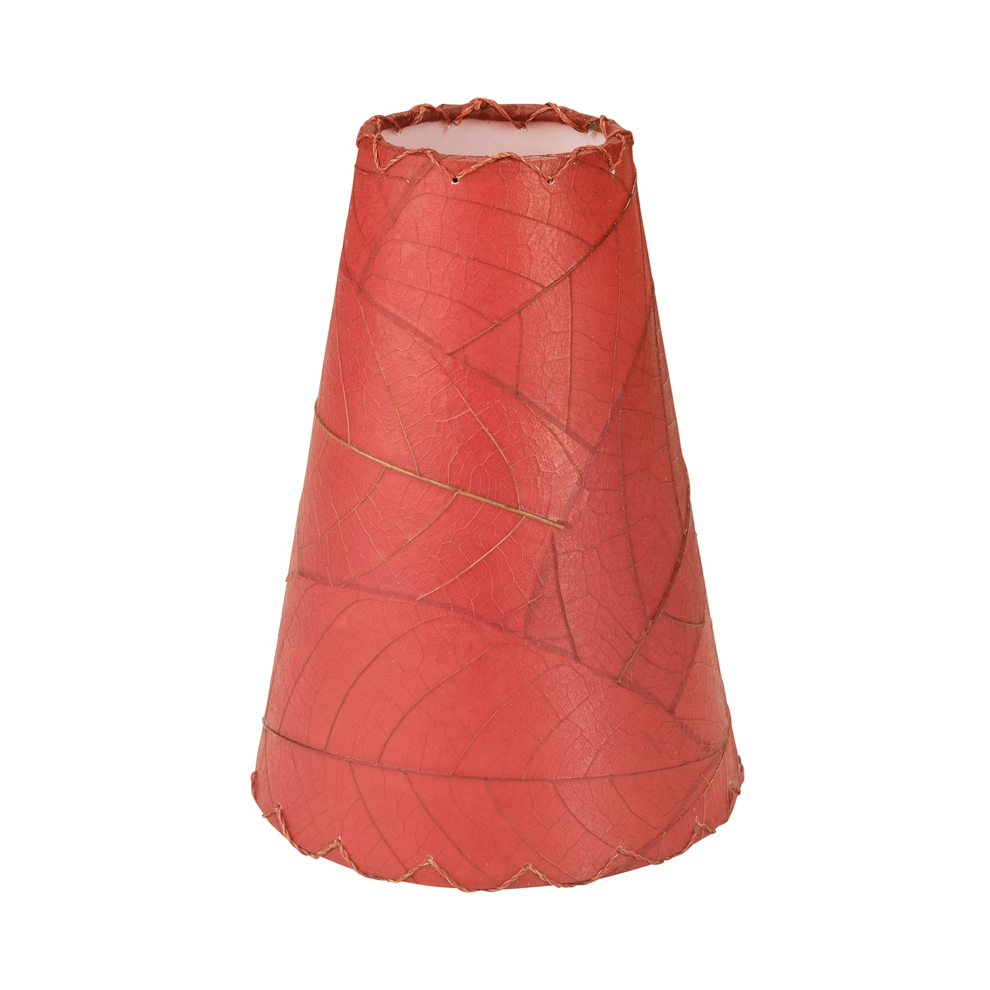 Crafted by the artisans of Eangee Home Design, the Gecko Wall Lamp Combo in red against a clean backdrop, featuring fossilized cocoa leaf shade, abaca rope accents, wrought iron frame, handcrafted.