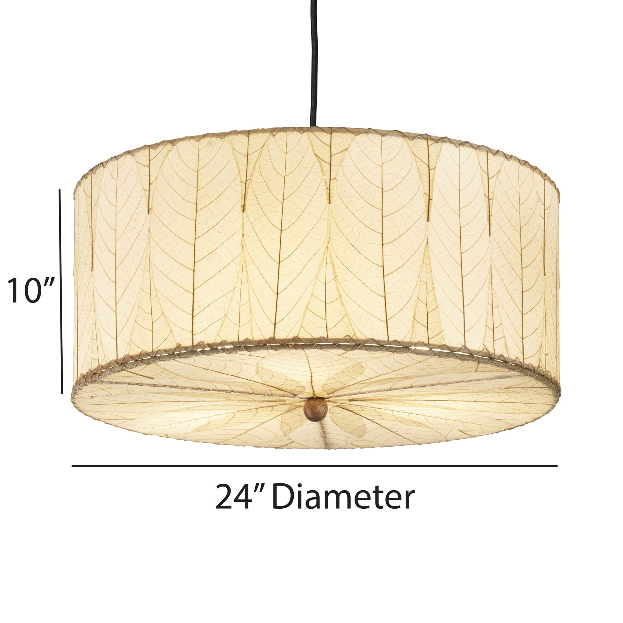 Crafted by the artisans of Eangee Home Design, the Drum Pendant 24 Inch in natural against a clean backdrop, featuring handcrafted detailing, sustainably sourced, handcrafted.