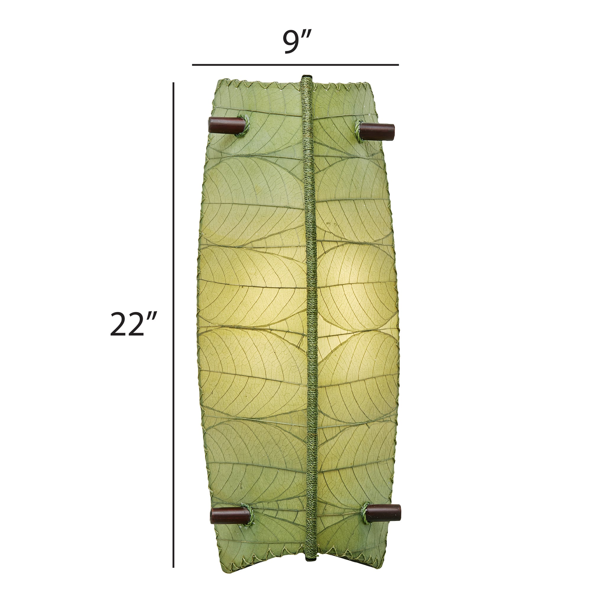 Crafted by the artisans of Eangee Home Design, the Banana Bowl Sconce in green against a clean backdrop, featuring fossilized cocoa leaf shade, eco friendly, sustainably sourced, handcrafted.