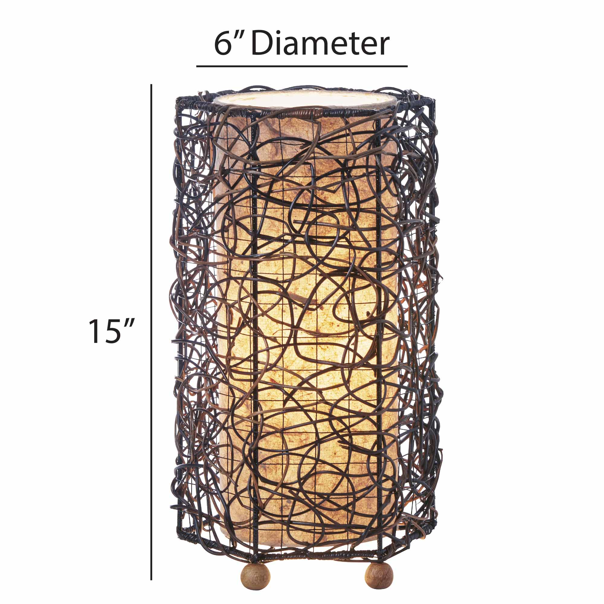 Crafted by the artisans of Eangee Home Design, the Nito Table Lamp in natural against a clean backdrop, featuring recycled paper shade, sustainably sourced.