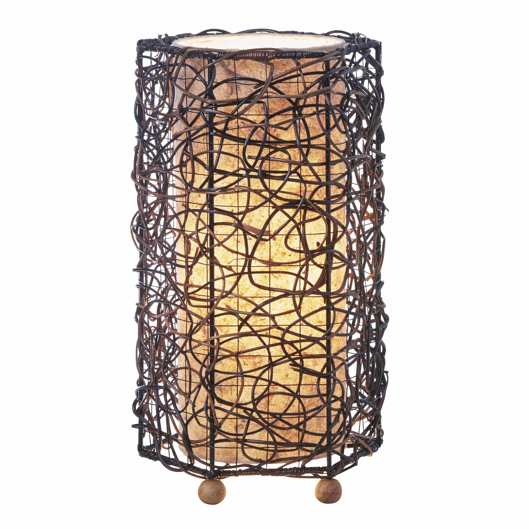 Crafted by the artisans of Eangee Home Design, the Nito Table Lamp in natural against a clean backdrop, featuring recycled paper shade, sustainably sourced.