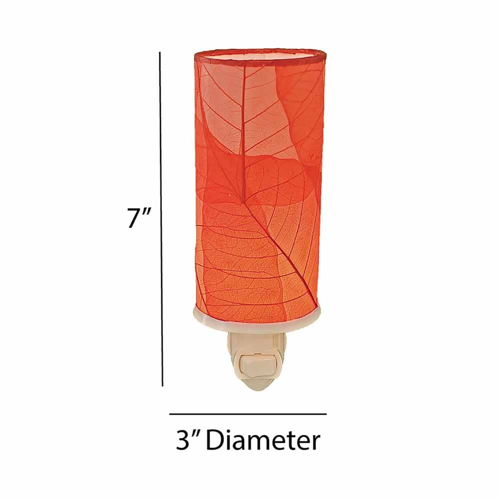 Crafted by the artisans of Eangee Home Design, the Cylinder Nightlight in red against a clean backdrop, featuring handcrafted detailing, fair trade, eco friendly.
