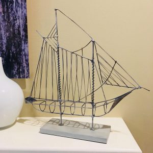 Wire Sailboat Sculpture in gray