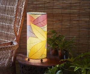 Cocoa Leaf Cylinder Table Lamp