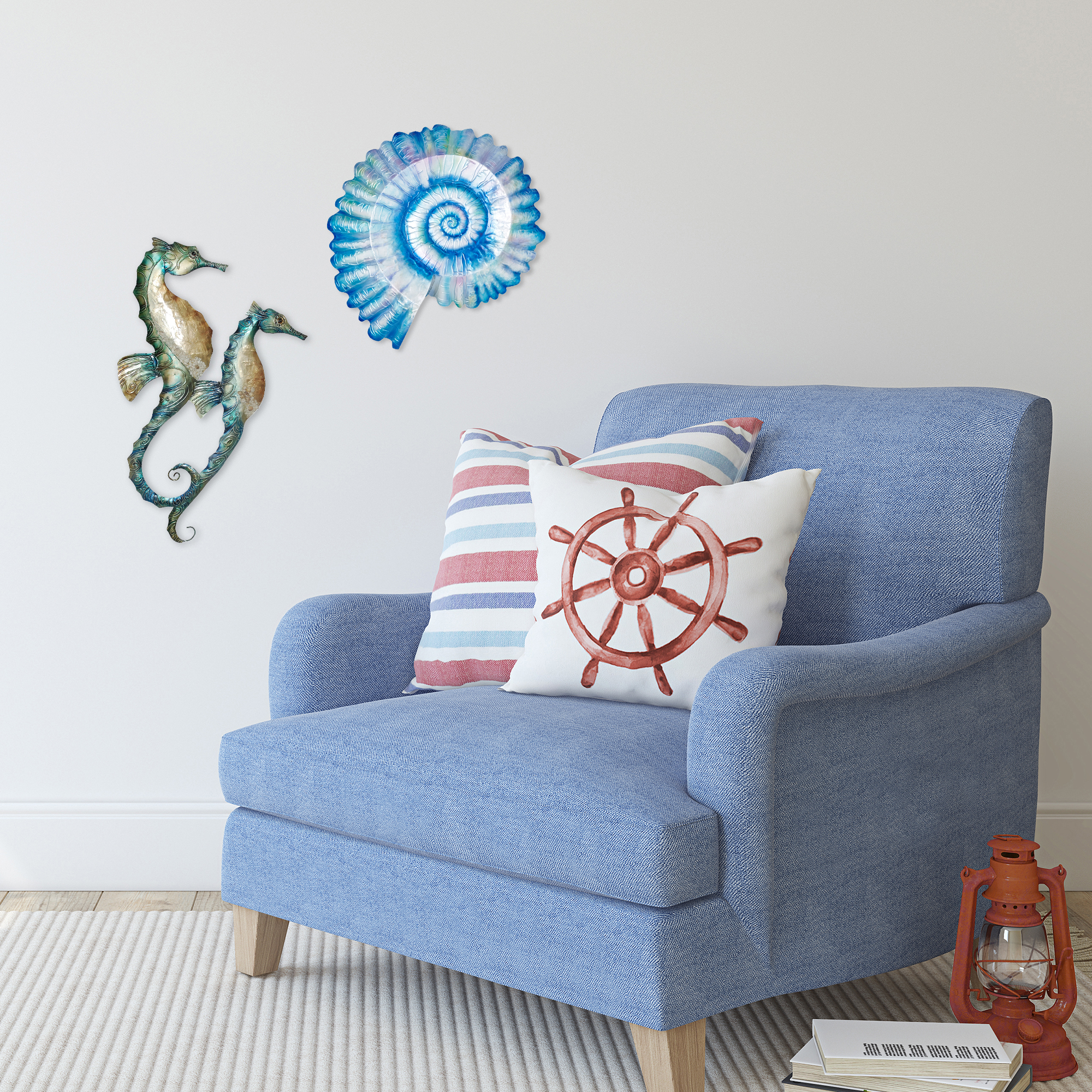 Spiral Shell Wall Decor Sea Blue <br>(Item # m8300 sb) - Image 3