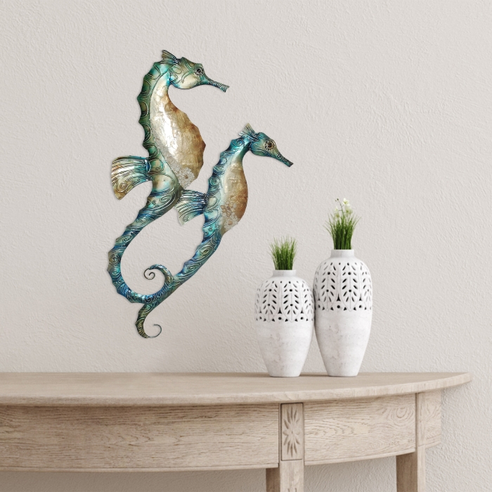Seahorse Duo Wall Decor Blue <br>(Item # m8500 b) - Image 3