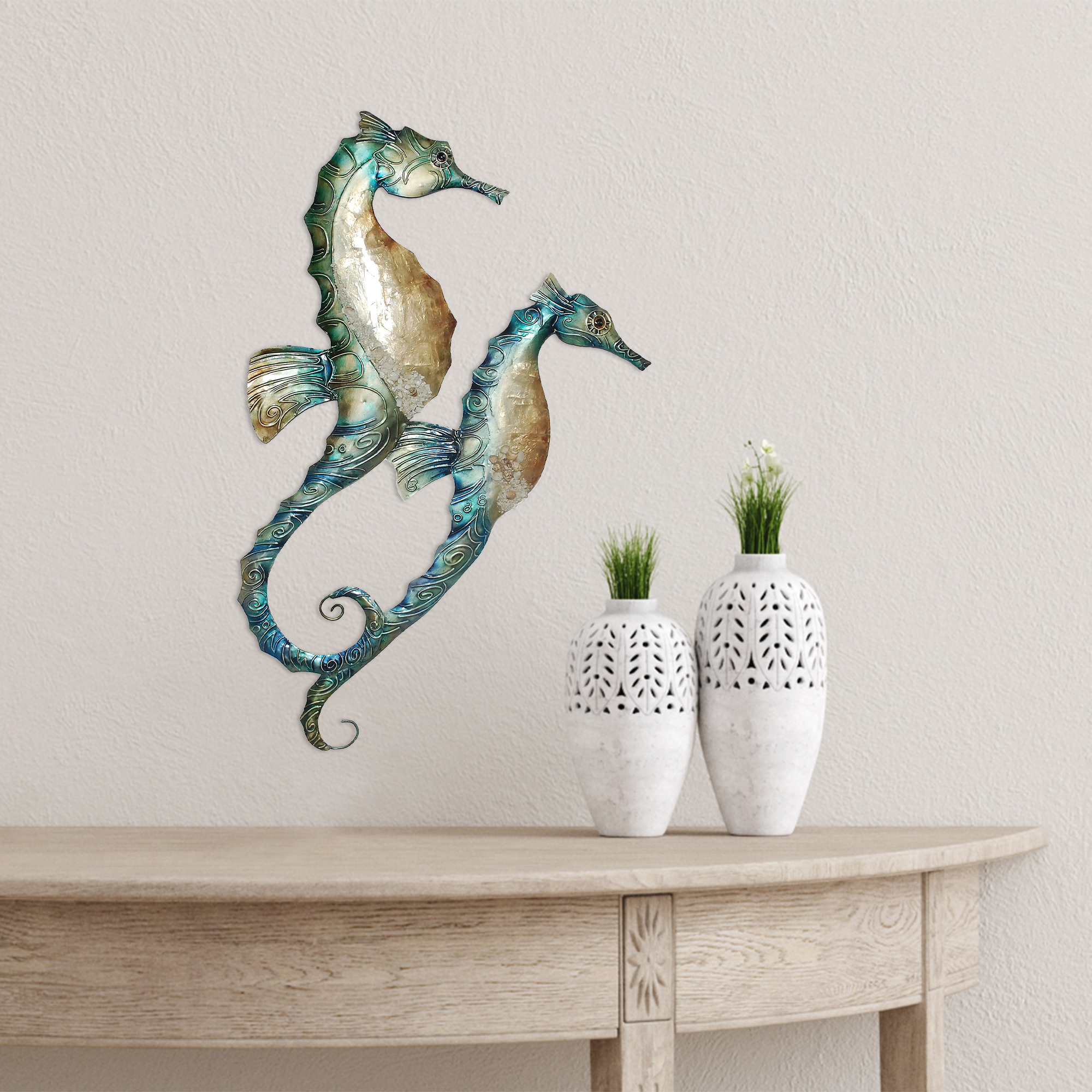 Seahorse Duo Wall Decor Blue <br>(Item # m8500 b) - Image 3