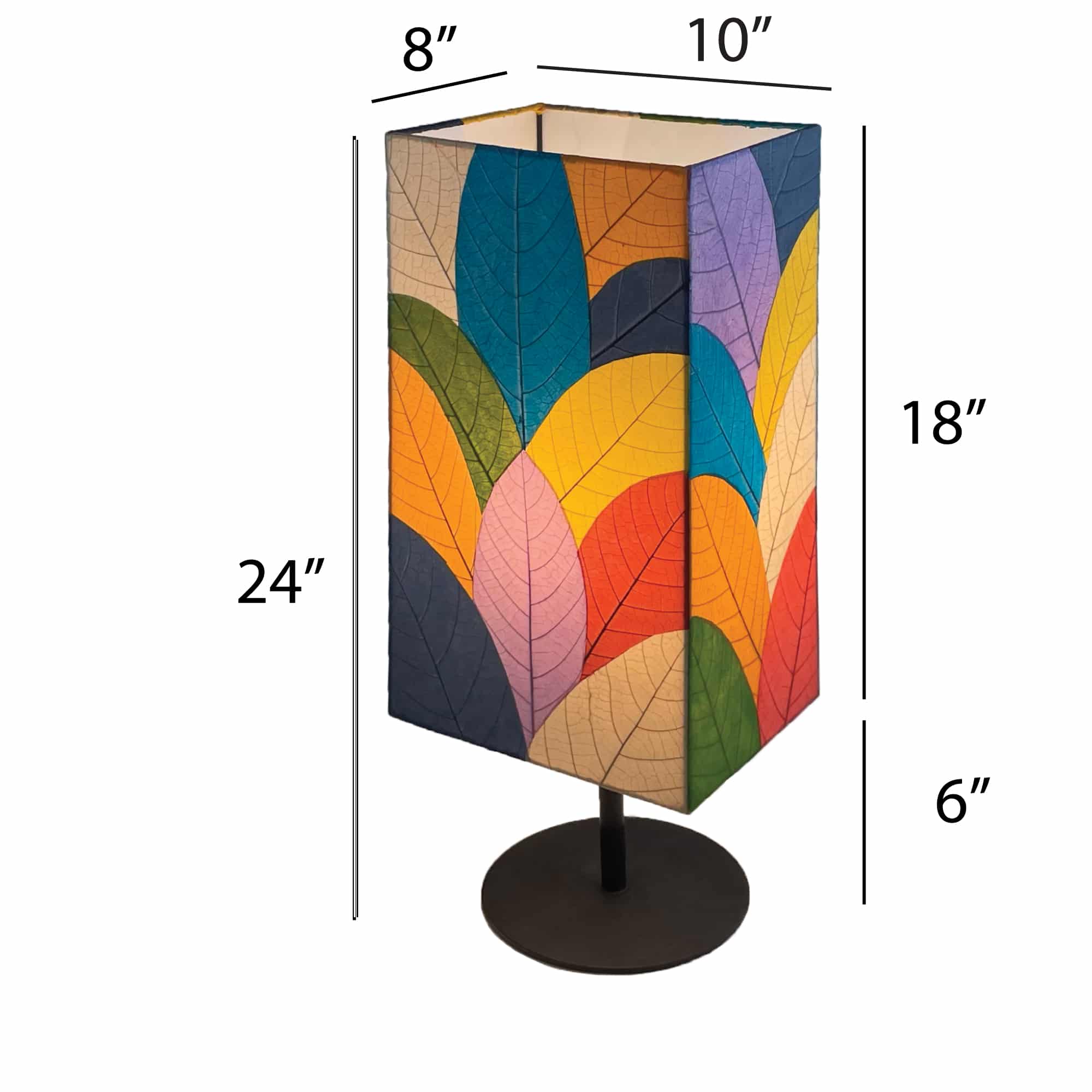 Crafted by the artisans of Eangee Home Design, the Sequoia Table Lamp in multi color against a clean backdrop, featuring fossilized cocoa leaf shade, fair trade, sustainably sourced.