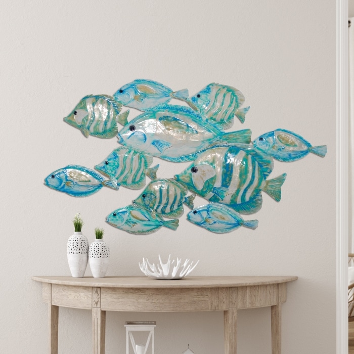 Fish Rustic Wall Decor Giant Sea Blue <br>(Item # m8402 xl sb)