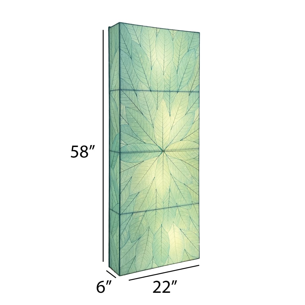 Crafted by the artisans of Eangee Home Design, the Sunburst Panel Wall Lamp in sea blue against a clean backdrop, featuring fossilized cocoa leaf shade, fair trade.