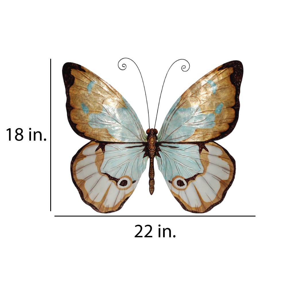 Butterfly Wall Decor Copper With Aqua Large <br>(Item # m2006 l n) - Image 3