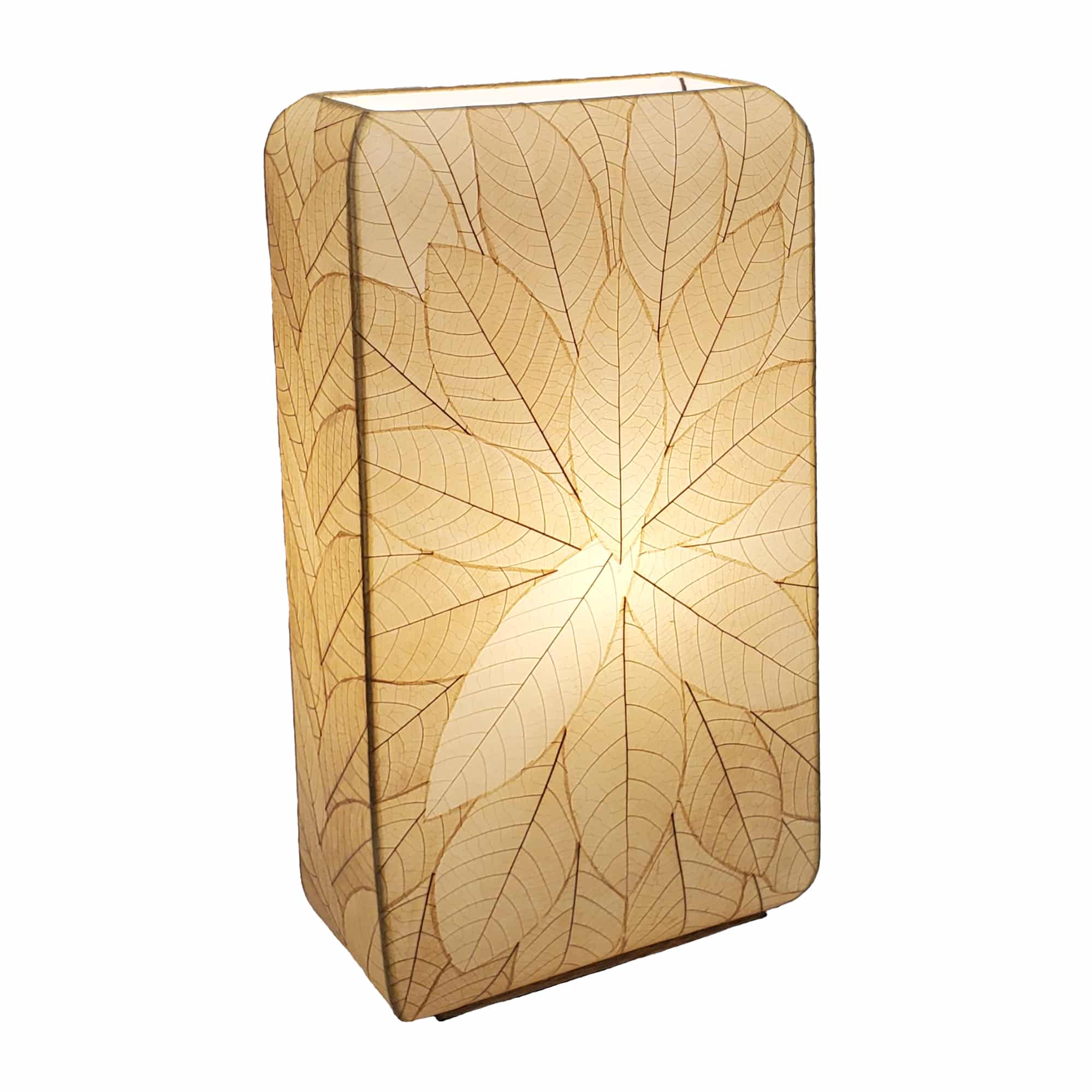 Crafted by the artisans of Eangee Home Design, the Sunburst Giant Floor Lamp in natural against a clean backdrop, featuring fossilized cocoa leaf shade, fair trade, handcrafted.