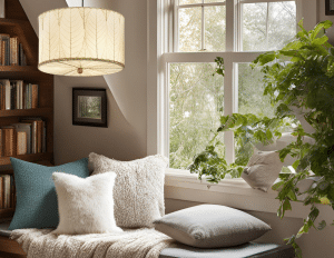 Eangee's drum pendant provides soft but functional overhead lighting while also adding natural texture.