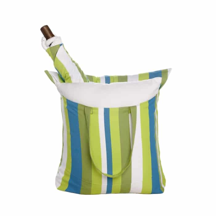 Yellow outdoor swing crafted by the artisans of Magnolia Casual called the Swing Set 4 piece Beach Boulevard Stripe w/ Yellow Bird with Hydrangeas featuring 100 percent weather resistant fabric, weather resistant polyester fabric shown against a clean backdrop featuring with a stripe motif and shades of yellow.