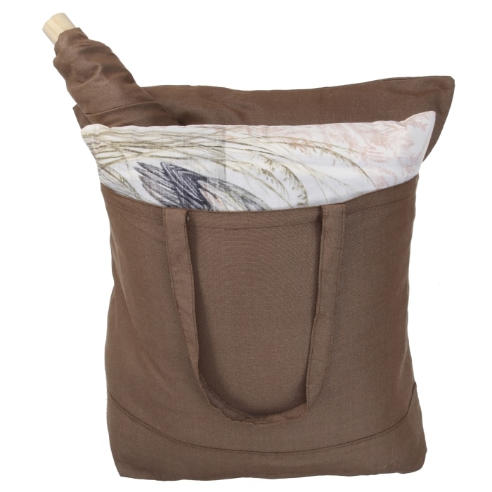 Multi colored outdoor swing crafted by the artisans of Magnolia Casual called the Swing Set 4 piece Chocolate Solid w/ Wild Animals featuring 100 percent weather resistant fabric, weather resistant polyester fabric, artisan, natural materials shown against a clean backdrop.
