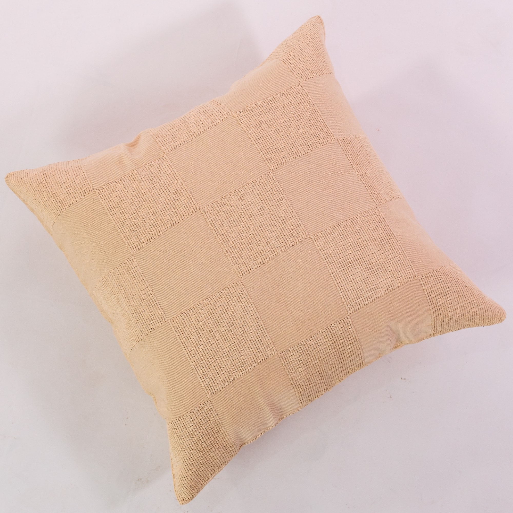 Natural pillow cover crafted by the artisans of Dos Tierras called the Chess Pillow Cover Natural featuring handwoven textile, handcrafted shown against a clean backdrop featuring shades of natural.