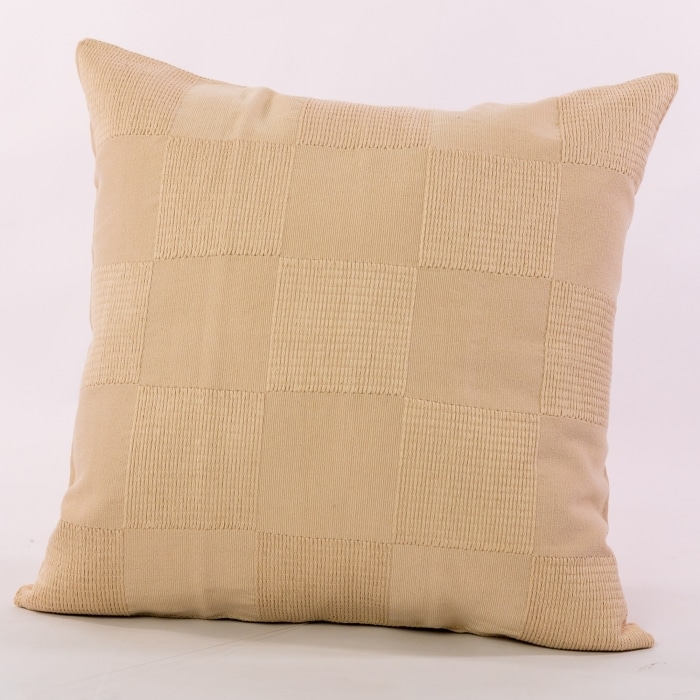 Natural pillow cover crafted by the artisans of Dos Tierras called the Chess Pillow Cover Natural featuring handwoven textile, handcrafted shown against a clean backdrop featuring shades of natural.