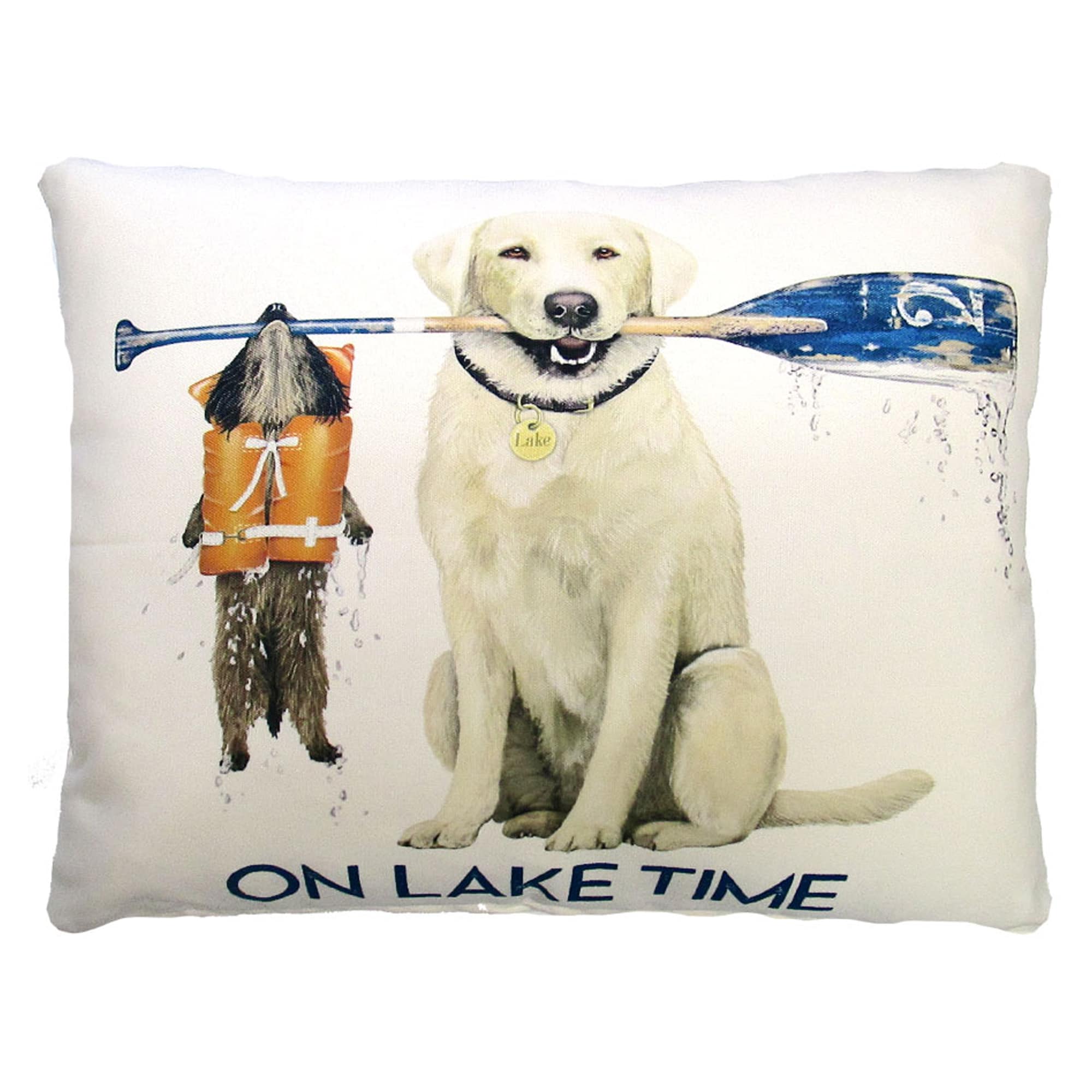 Multi colored outdoor pillow crafted by the artisans of Magnolia Casual called the Outdoor Pillow Lake Time 19x24 featuring quality outdoor fabric shown against a clean backdrop.