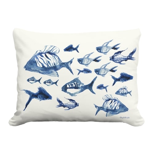 Multi colored outdoor pillow crafted by the artisans of Magnolia Casual called the Outdoor Pillow Underwater Ballet 19x24 featuring quality outdoor fabric shown against a clean backdrop.