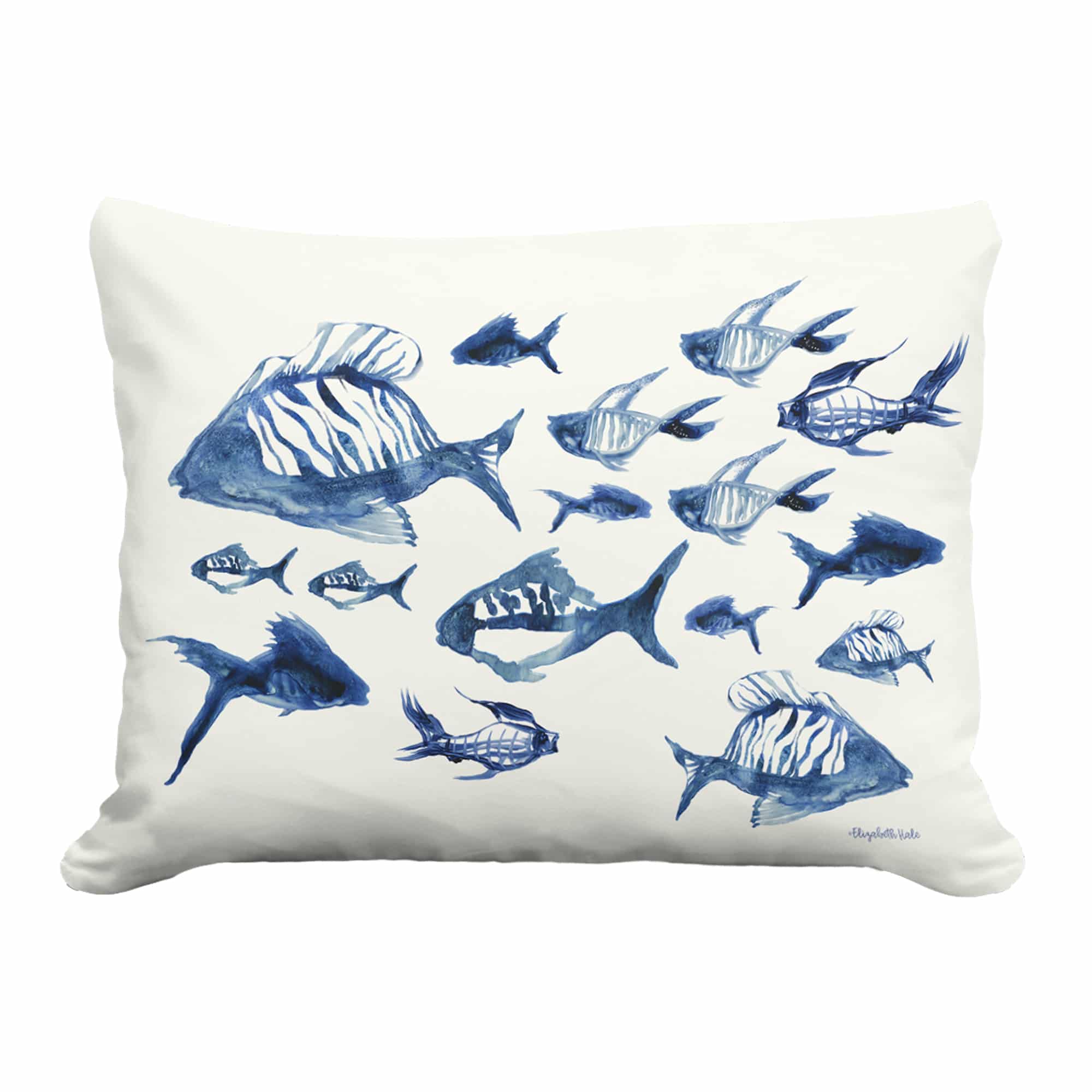 Multi colored outdoor pillow crafted by the artisans of Magnolia Casual called the Outdoor Pillow Underwater Ballet 19x24 featuring quality outdoor fabric shown against a clean backdrop.