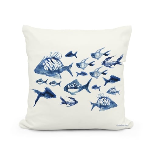 Multi colored outdoor pillow crafted by the artisans of Magnolia Casual called the Outdoor Pillow Underwater Ballet 18x18 featuring quality outdoor fabric shown against a clean backdrop.