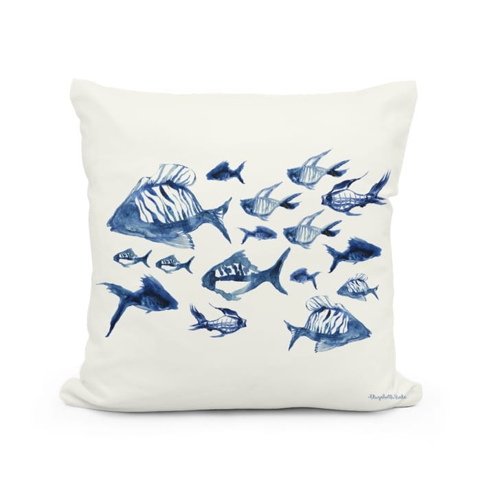 Multi colored outdoor pillow crafted by the artisans of Magnolia Casual called the Outdoor Pillow Underwater Ballet 18x18 featuring quality outdoor fabric shown against a clean backdrop.
