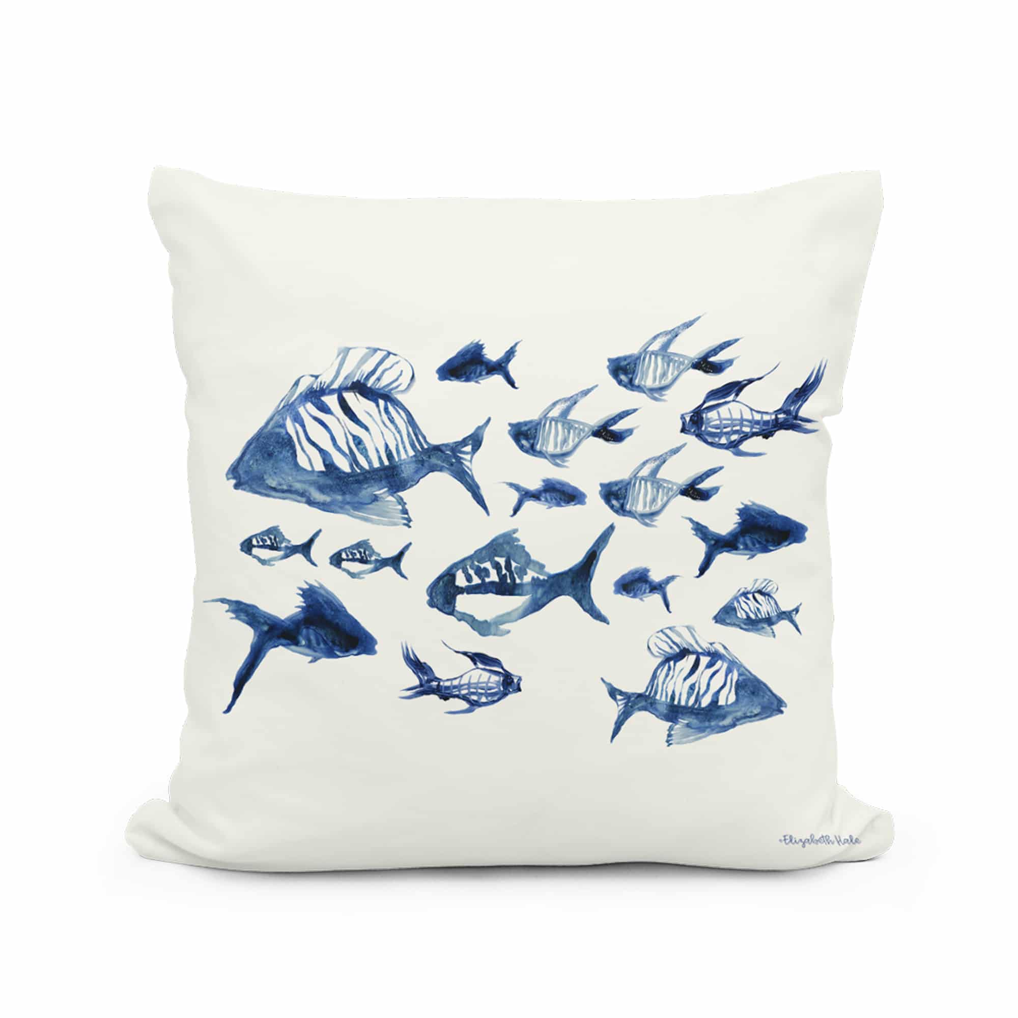 Multi colored outdoor pillow crafted by the artisans of Magnolia Casual called the Outdoor Pillow Underwater Ballet 18x18 featuring quality outdoor fabric shown against a clean backdrop.