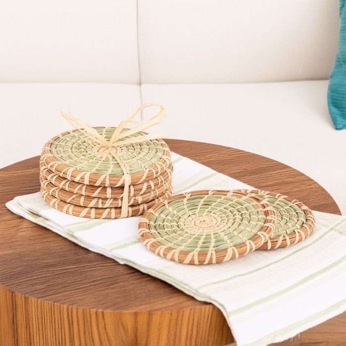 Wild Grass and Pine Needle Coasters Set of 4 <br>(Item # pn-co)