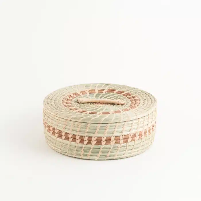 Wild Grass and Pine Tortilla Basket with Lid <br>(Item #pn-v) - Image 3