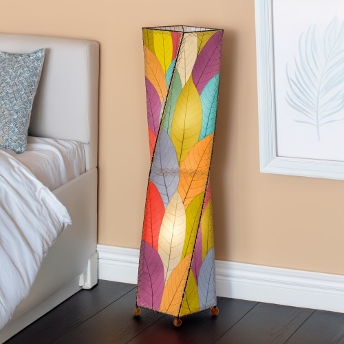 Multicolor Twist Large Floor Lamp by Eangee Home Design - S?shaped column of red, teal, orange and yellow leaf panels; radiates joyful color wash across the room.
