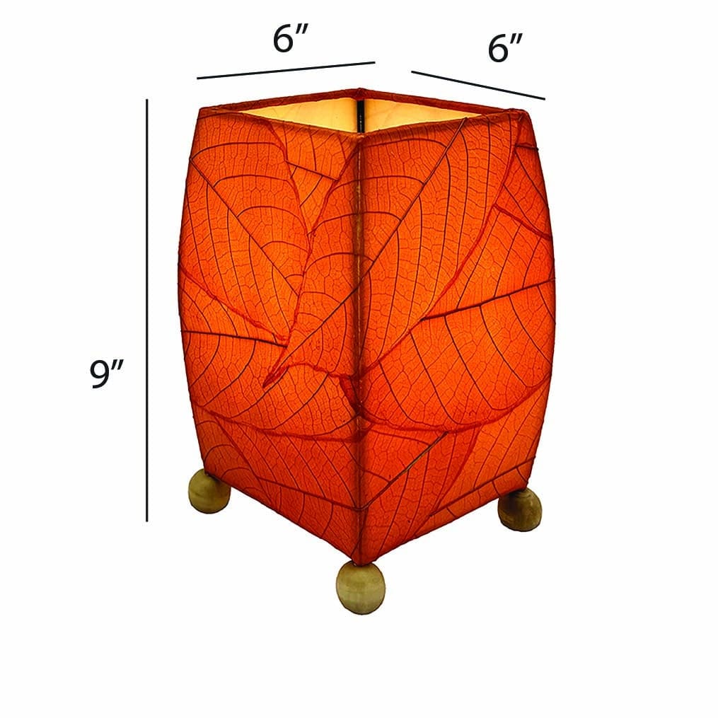 Mini Square Cocoa Leaf Table Lamp Orange <br>(Item # 377 o) - Image 4