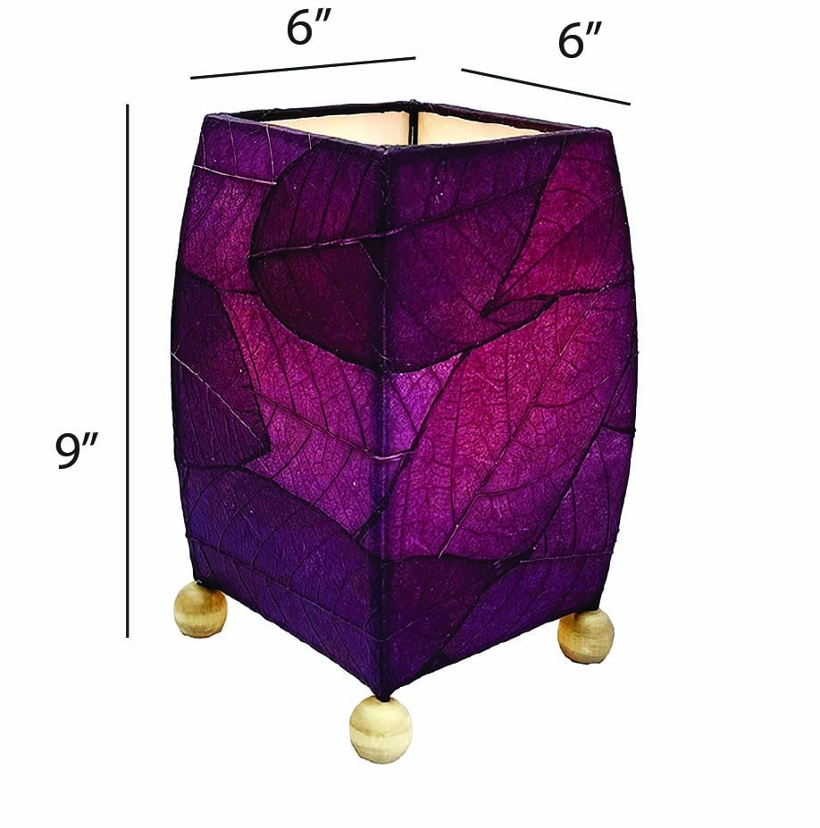 Mini Square Cocoa Leaf Table Lamp Purple <br>(Item # 377 p) - Image 4