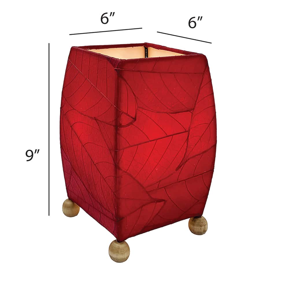 Mini Square Cocoa Leaf Table Lamp Red <br>(Item # 377 r) - Image 4