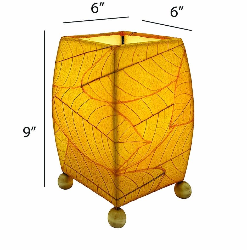 Mini Square Cocoa Leaf Table Lamp Yellow <br>(Item # 377 y) - Image 4